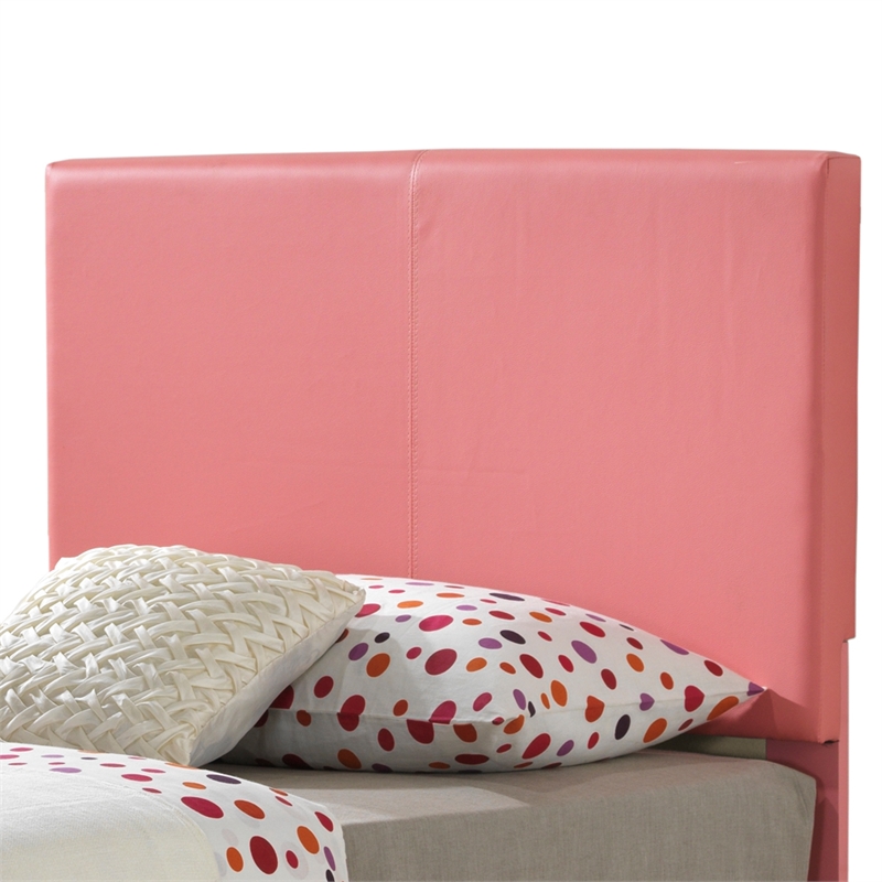 Glory Furniture Aaron Faux Leather Upholstered Twin Bed in Pink