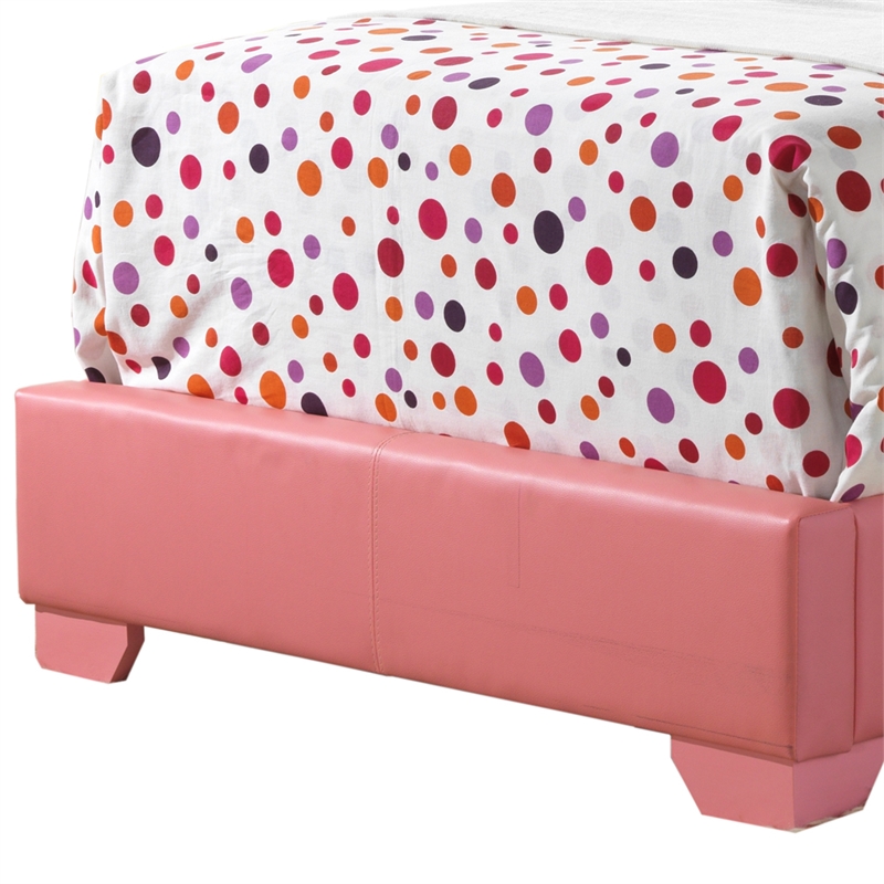Glory Furniture Aaron Faux Leather Upholstered Twin Bed in Pink