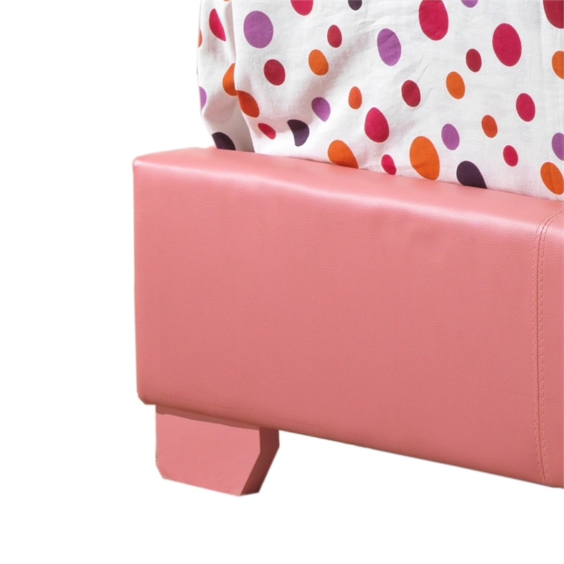 Glory Furniture Aaron Faux Leather Upholstered Twin Bed in Pink