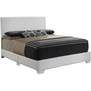 Glory Furniture Aaron Faux Leather Upholstered King Bed in White