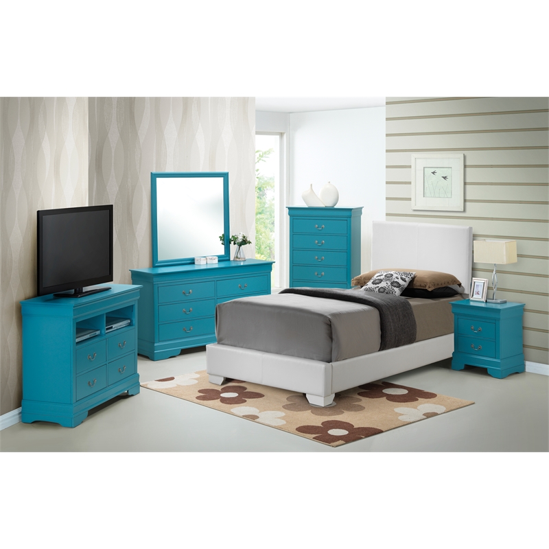 Glory Furniture Aaron Faux Leather Upholstered Twin Bed in White