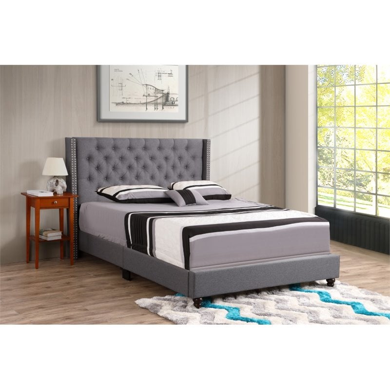 Glory Furniture Julie Fabric Upholstered Full Bed in Gray