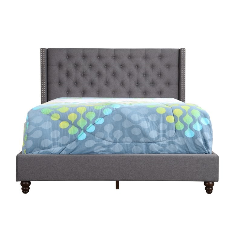 Glory Furniture Julie Fabric Upholstered Full Bed in Gray