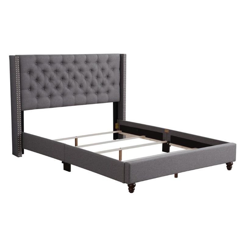 Glory Furniture Julie Fabric Upholstered Full Bed in Gray