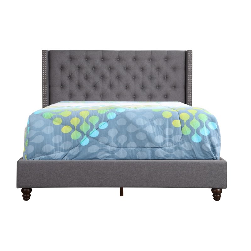 Glory Furniture Julie Fabric Upholstered Queen Bed in Gray