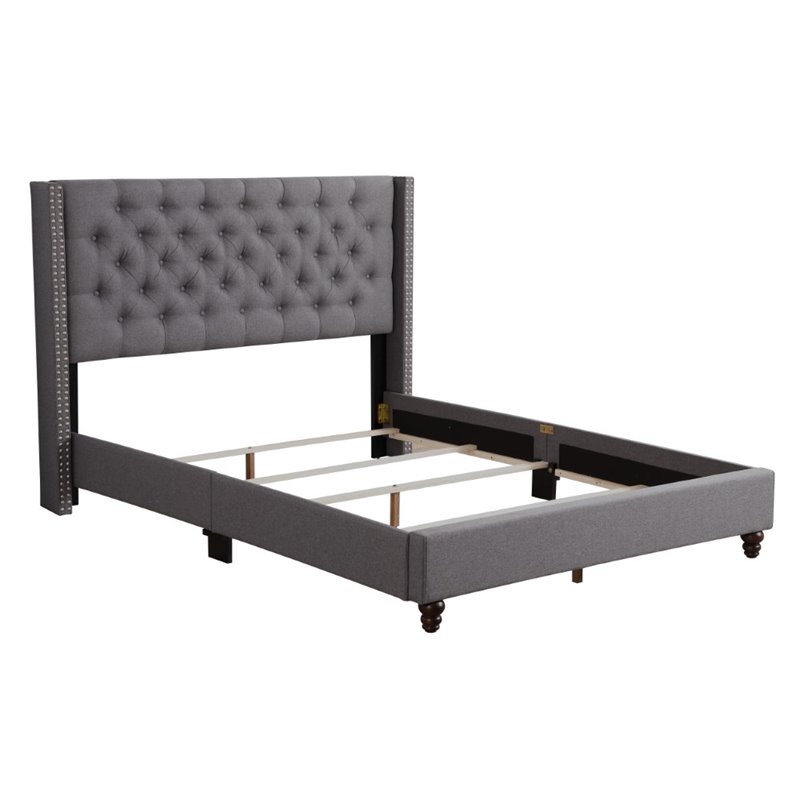 Glory Furniture Julie Fabric Upholstered Queen Bed in Gray