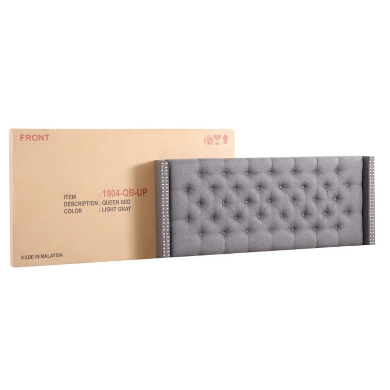 Glory Furniture Julie Fabric Upholstered Queen Bed in Gray