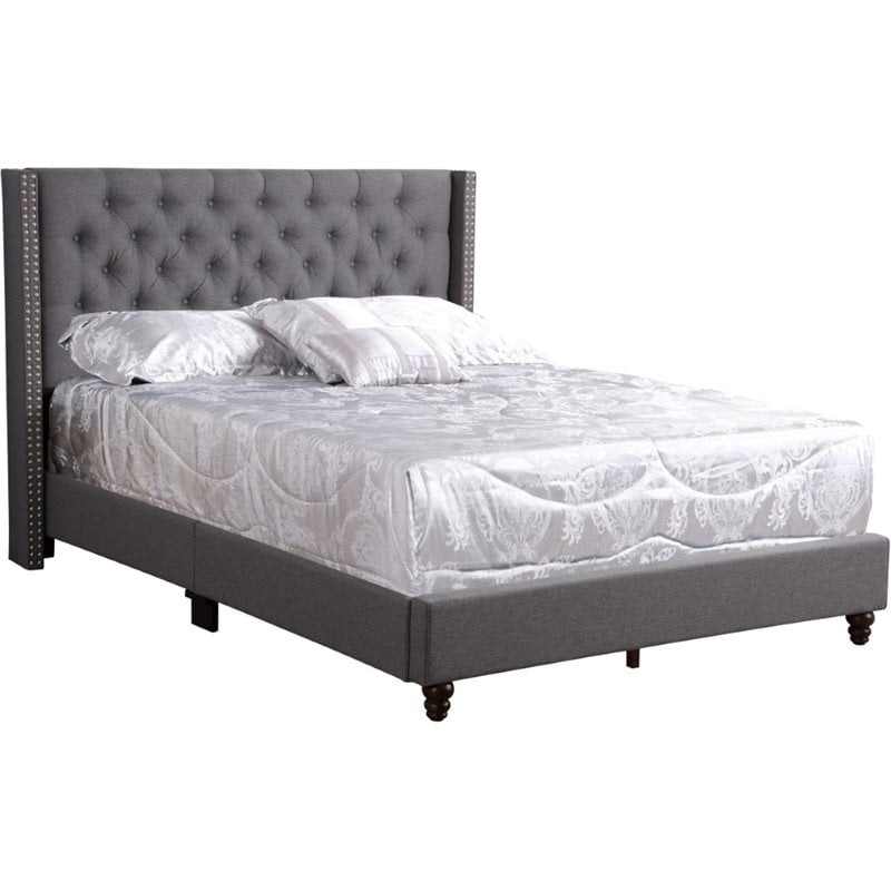 Glory Furniture Julie Fabric Upholstered Queen Bed in Gray