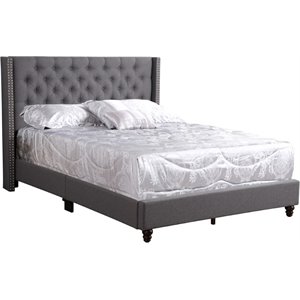 Glory Furniture Julie Fabric Upholstered Queen Bed in Gray