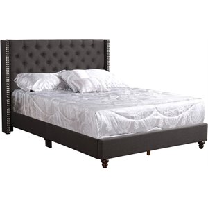 Glory Furniture Julie Fabric Upholstered King Bed in Black