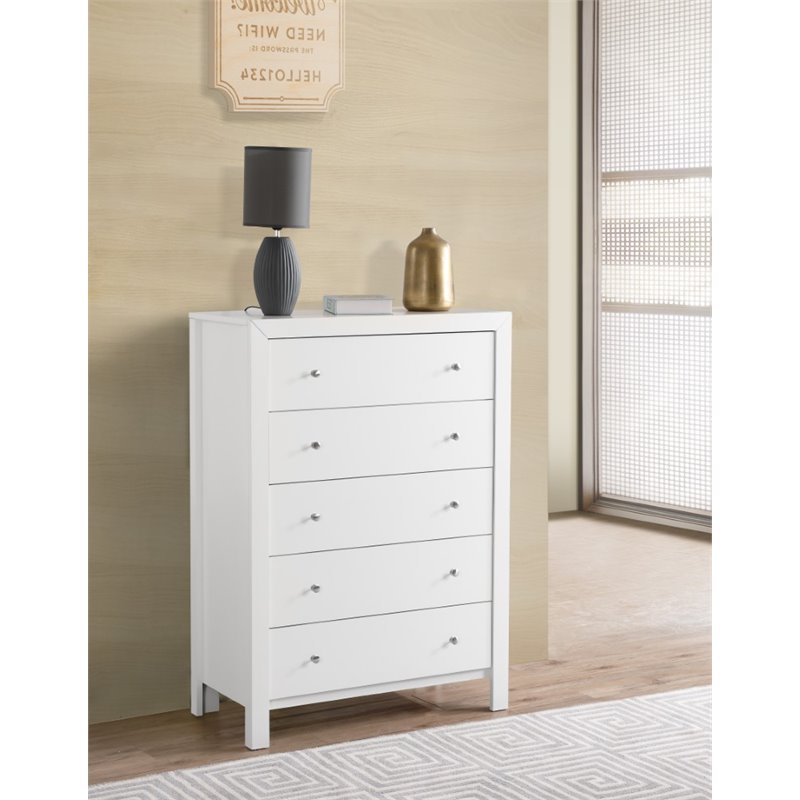 Glory Furniture Burlington 5-Drawers Bedroom Chest in White