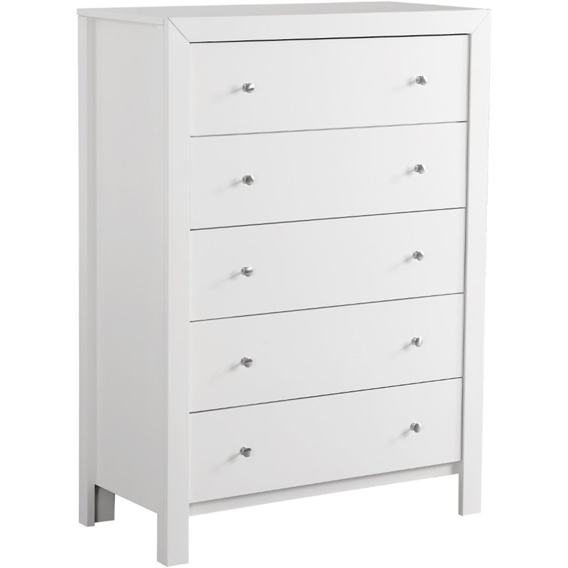 Glory Furniture Burlington 5-Drawers Bedroom Chest in White