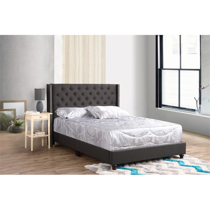 Glory Furniture Julie Fabric Upholstered Queen Bed in Black