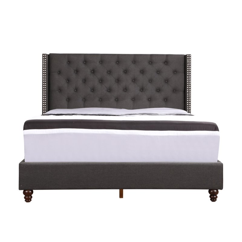 Glory Furniture Julie Fabric Upholstered Queen Bed in Black