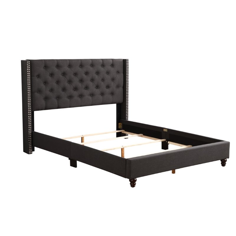 Glory Furniture Julie Fabric Upholstered Queen Bed in Black