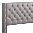 Glory Furniture Julie Faux Leather Upholstered Queen Bed in Light Gray