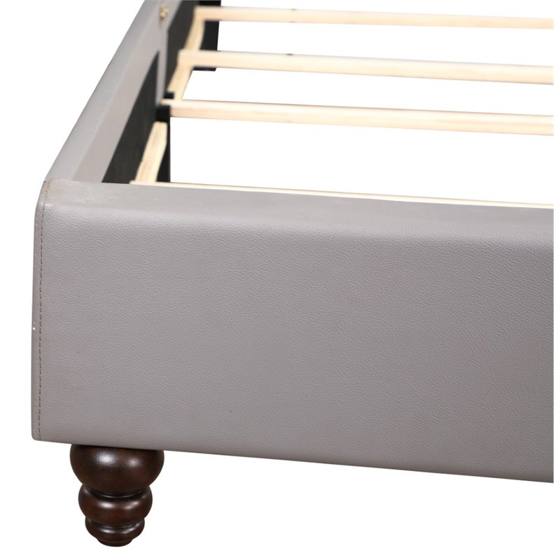 Glory Furniture Julie Faux Leather Upholstered Queen Bed in Light Gray