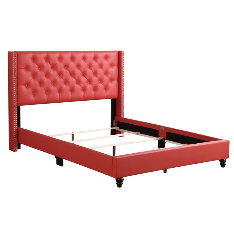 Glory Furniture Julie Faux Leather, Red Faux Leather Bed Frame