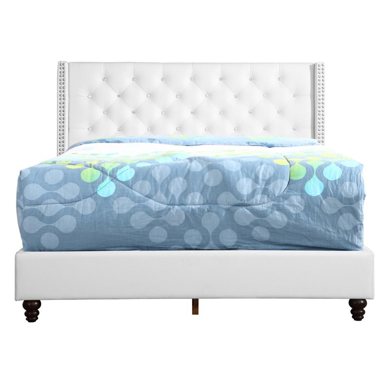 Glory Furniture Julie Faux Leather Upholstered Full Bed in White