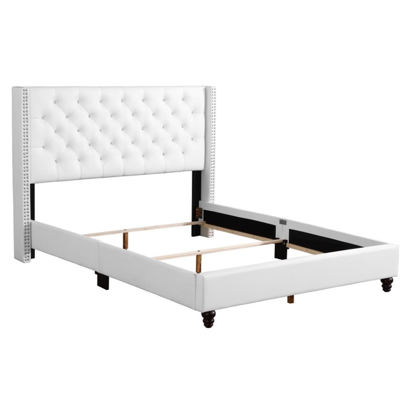 Glory Furniture Julie Faux Leather Upholstered Full Bed in White