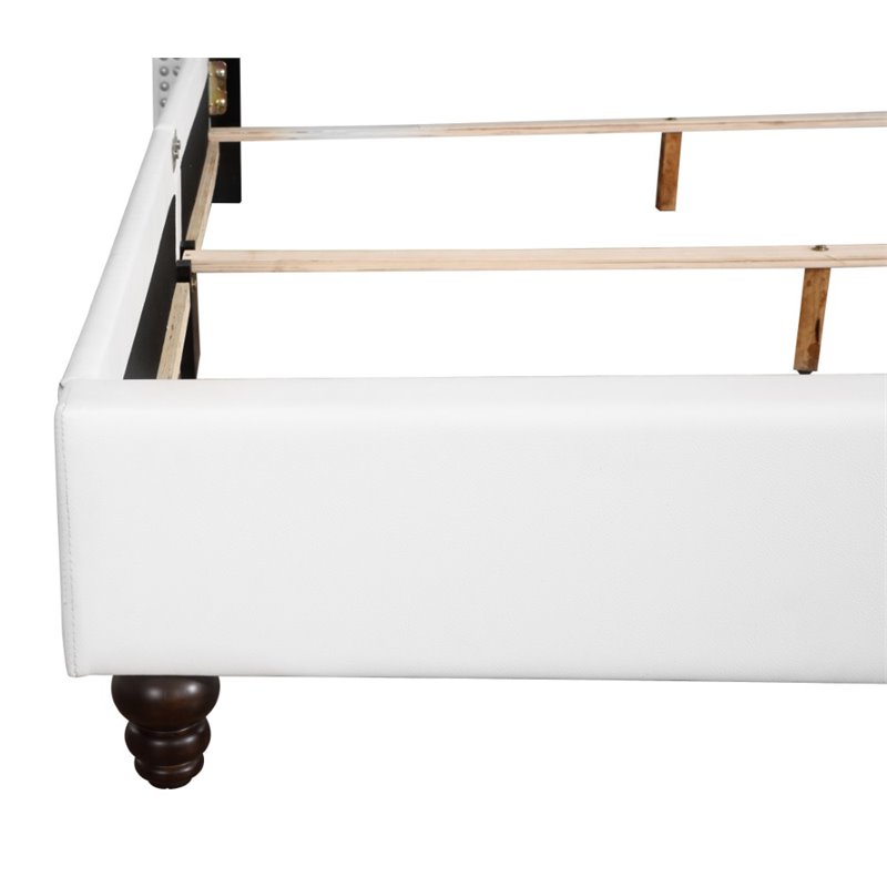 Glory Furniture Julie Faux Leather Upholstered Full Bed in White