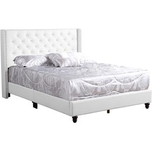Glory Furniture Julie Faux Leather Upholstered Full Bed in White