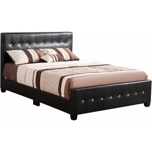 Glory Furniture Diamond Faux Leather Upholstered Full Bed in Black
