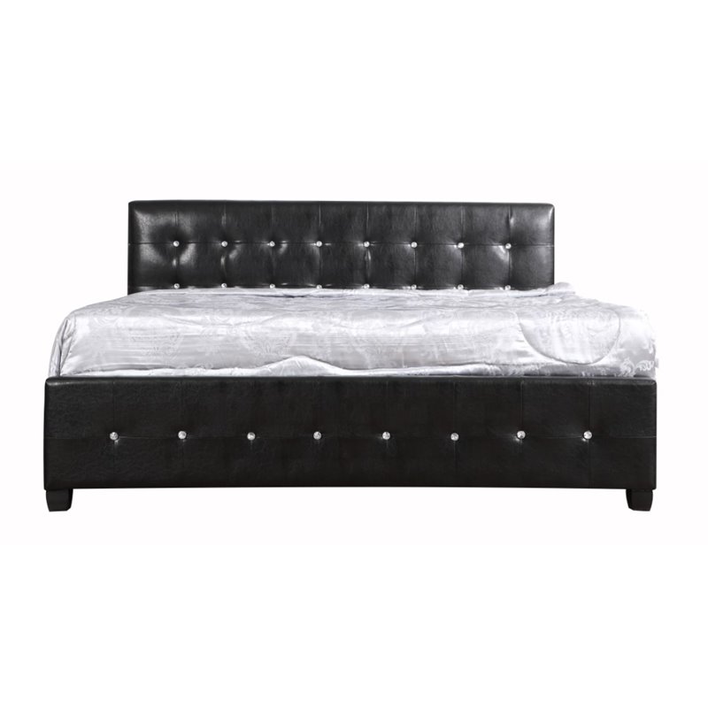 Glory Furniture Diamond Faux Leather Upholstered King Bed in Black