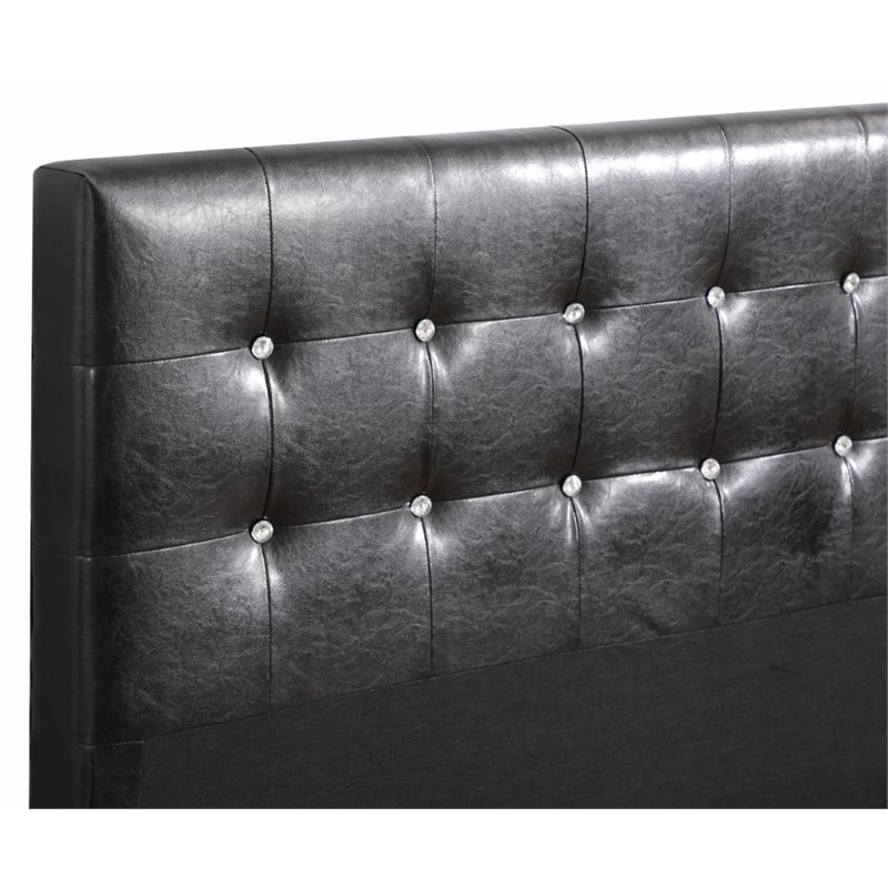 Glory Furniture Diamond Faux Leather Upholstered King Bed in Black