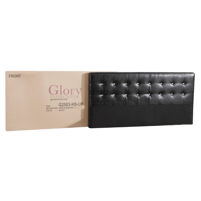 Glory Furniture Diamond Faux Leather Upholstered King Bed in Black