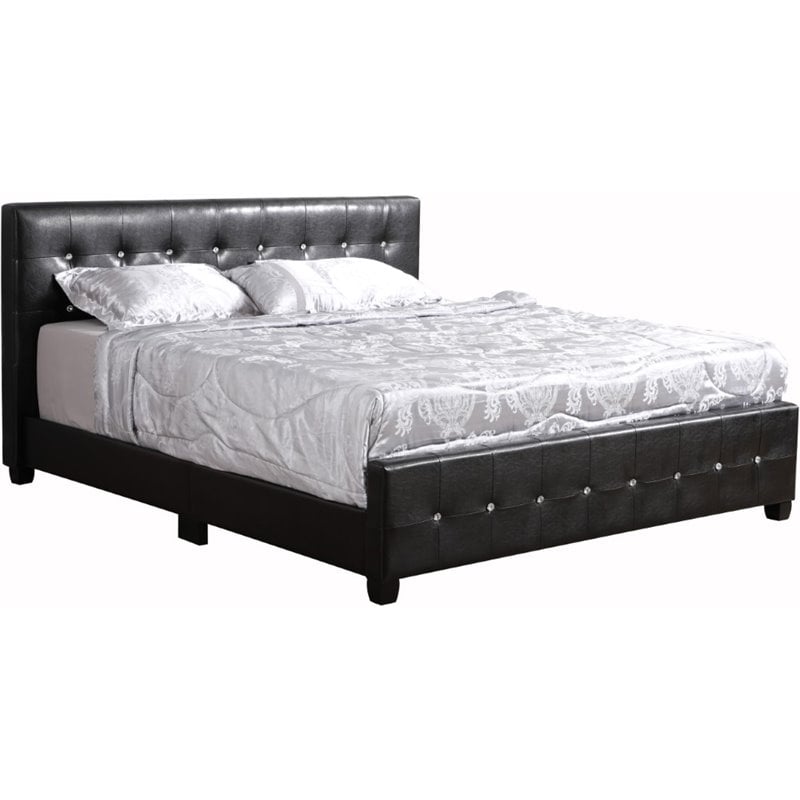 Glory Furniture Diamond Faux Leather Upholstered King Bed in Black
