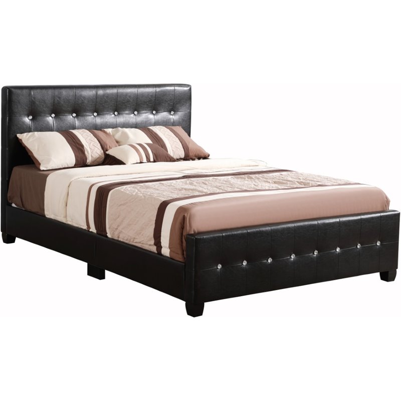 Glory Furniture Diamond Faux Leather Upholstered Queen Bed in Black
