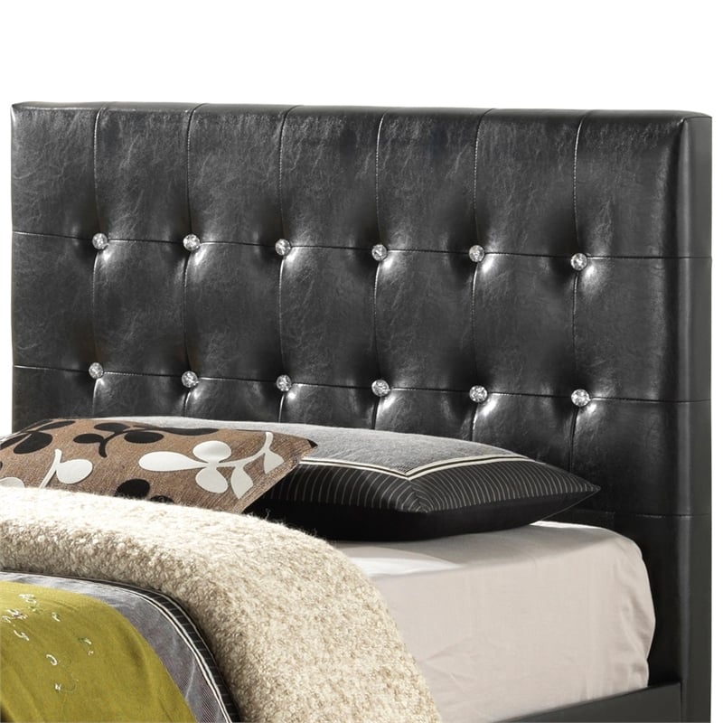 Glory Furniture Diamond Faux Leather Upholstered Twin Bed in Black