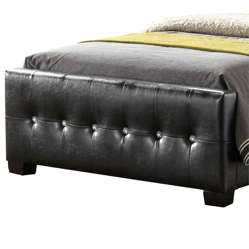 Glory Furniture Diamond Faux Leather Upholstered Twin Bed in Black