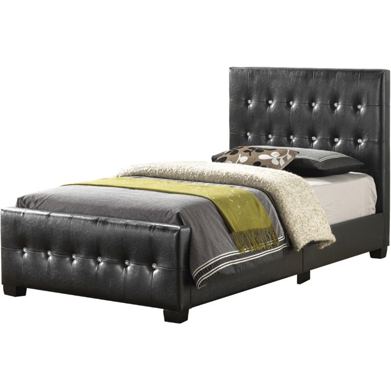 Glory Furniture Diamond Faux Leather Upholstered Twin Bed in Black ...