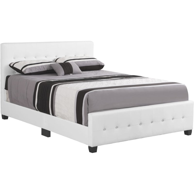 Glory Furniture Diamond Faux Leather Upholstered Full Bed in White