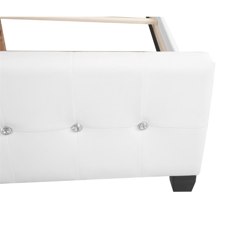 Glory Furniture Diamond Faux Leather Upholstered Queen Bed in White