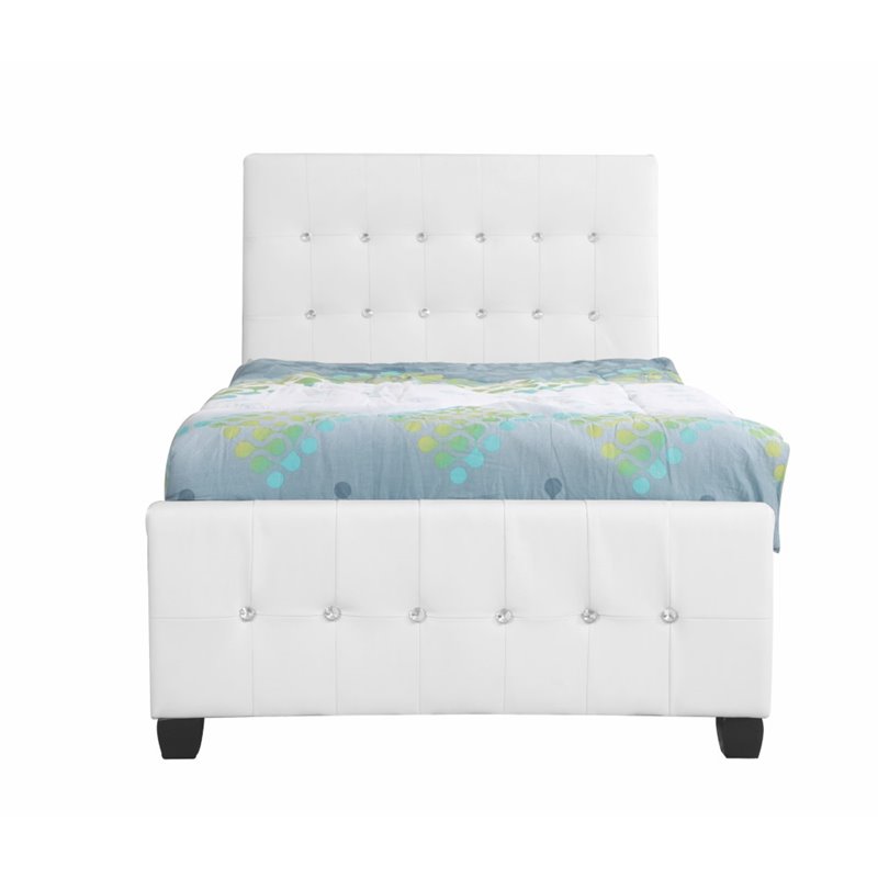 Glory Furniture Diamond Faux Leather Upholstered Twin Bed in White
