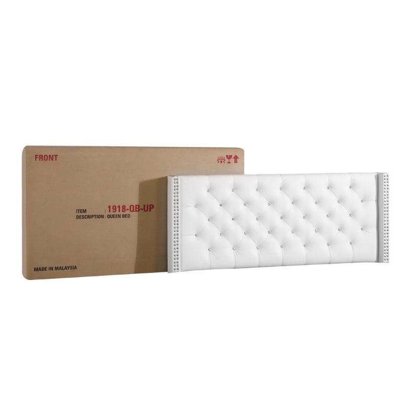 Glory Furniture Julie Faux Leather Upholstered Queen Bed in White