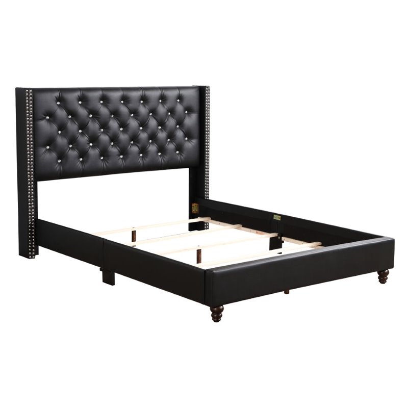 Glory Furniture Julie Velvet Upholstered Full Bed in Black