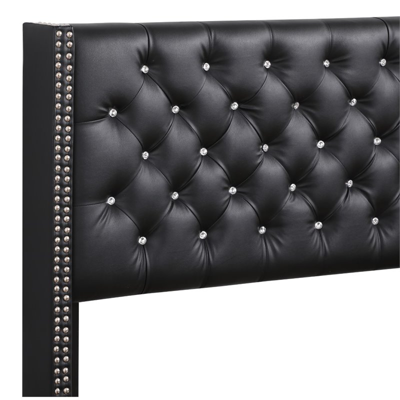 Glory Furniture Julie Velvet Upholstered Full Bed in Black