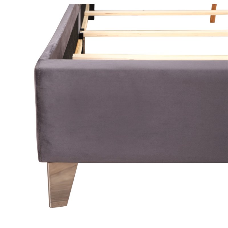 Glory Furniture Julie Velvet Upholstered Queen Bed in Gray