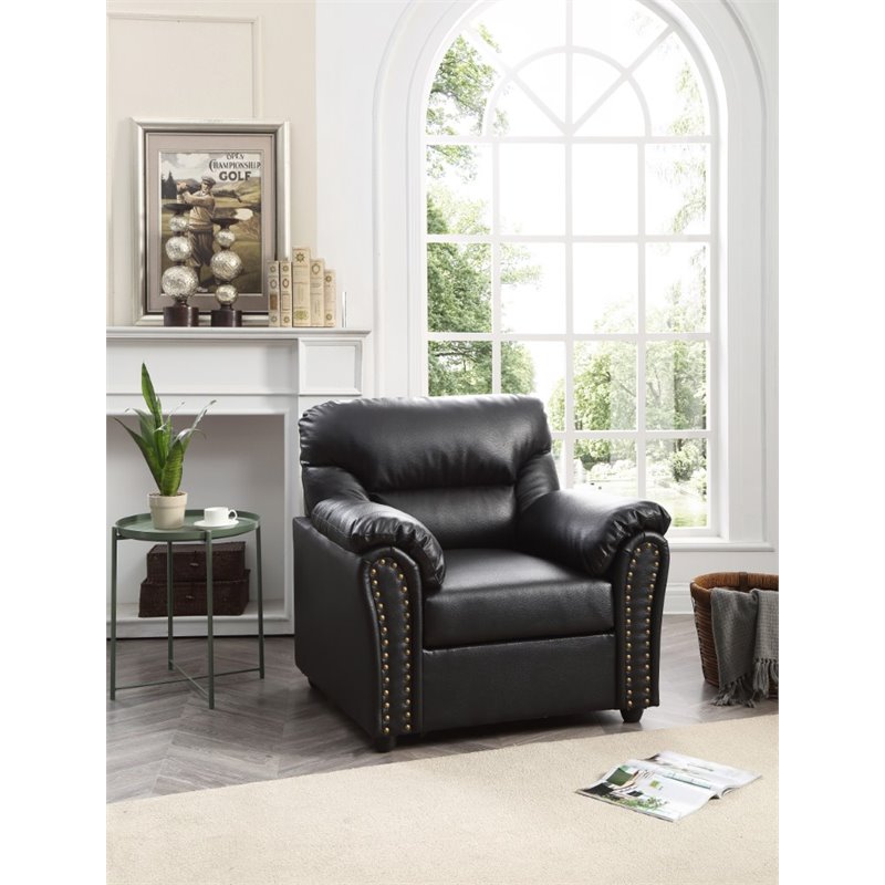 Glory Furniture Olney Faux Leather Chair in Black