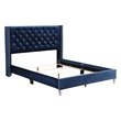 Glory Furniture Julie Velvet Upholstered Full Bed in Navy Blue