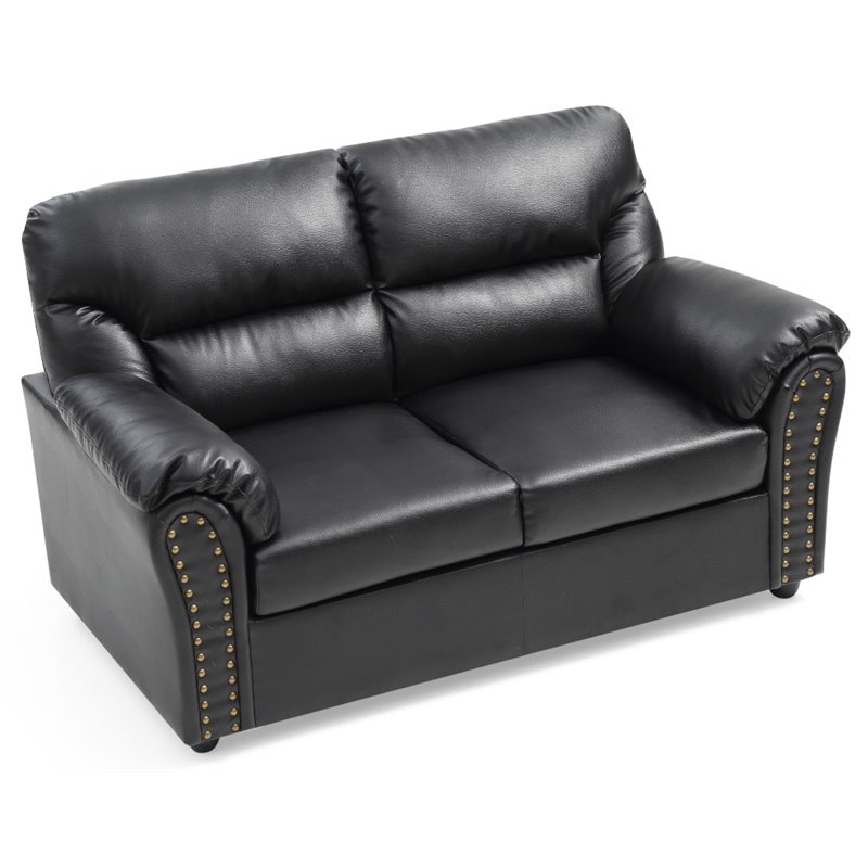 Glory Furniture Olney Faux Leather Loveseat in Black