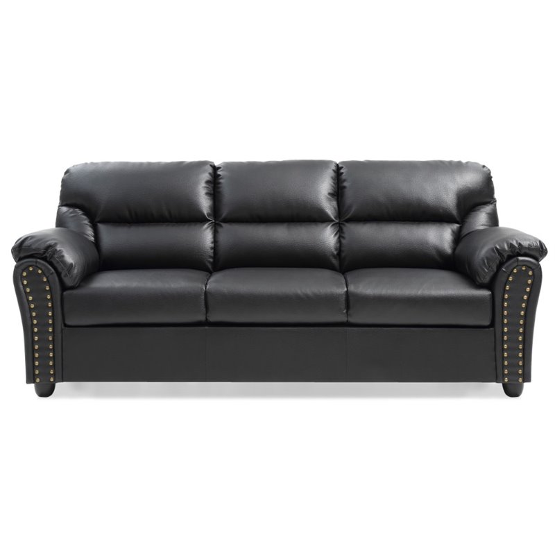 Glory Furniture Olney Faux Leather Sofa in Black