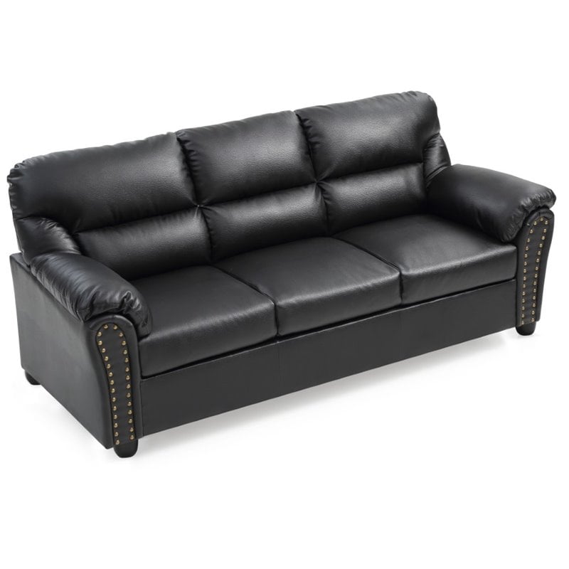 Glory Furniture Olney Faux Leather Sofa in Black