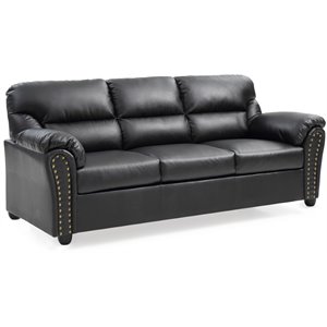 Glory Furniture Olney Faux Leather Sofa in Black