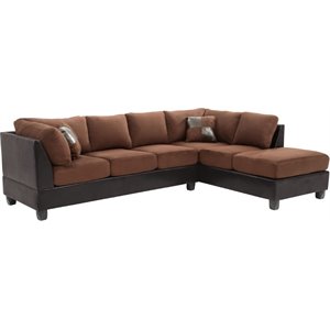 glory furniture pounder microsuede sectional in chocolate