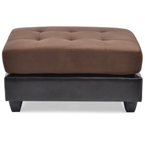 glory furniture pounder microsuede ottoman in chocolate